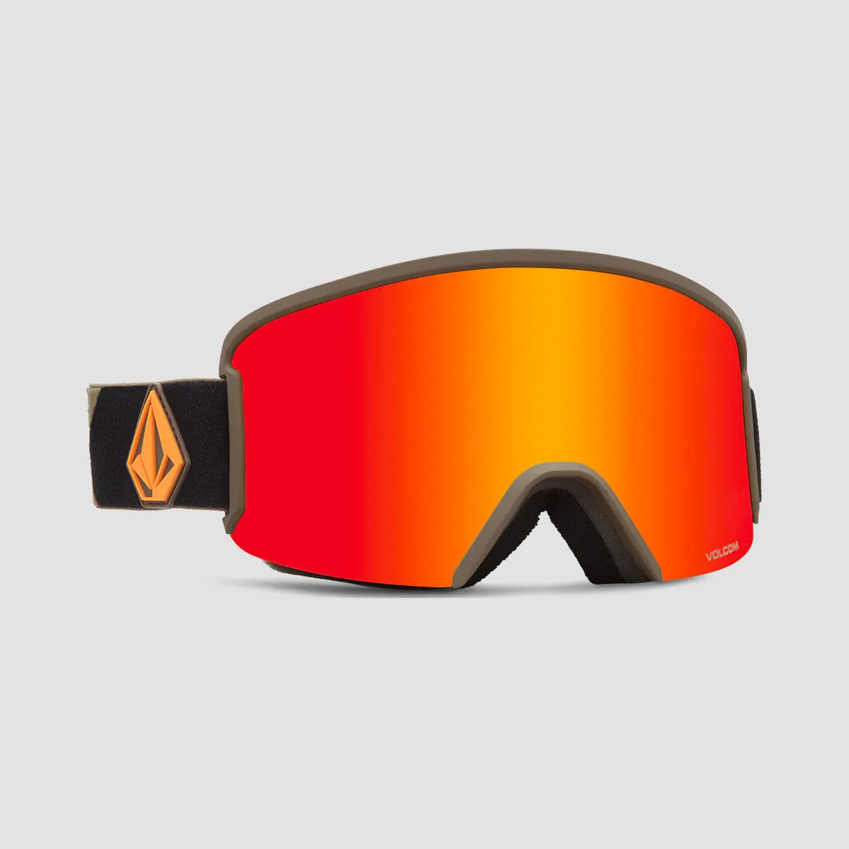 Volcom Garden Snow Goggles Military/Gold/Red Chrome + Bonus Lens Yellow