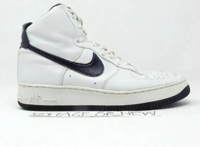 Vtg 2000 nike air force 1 high white midnight navy 630034-145 sz 8.5