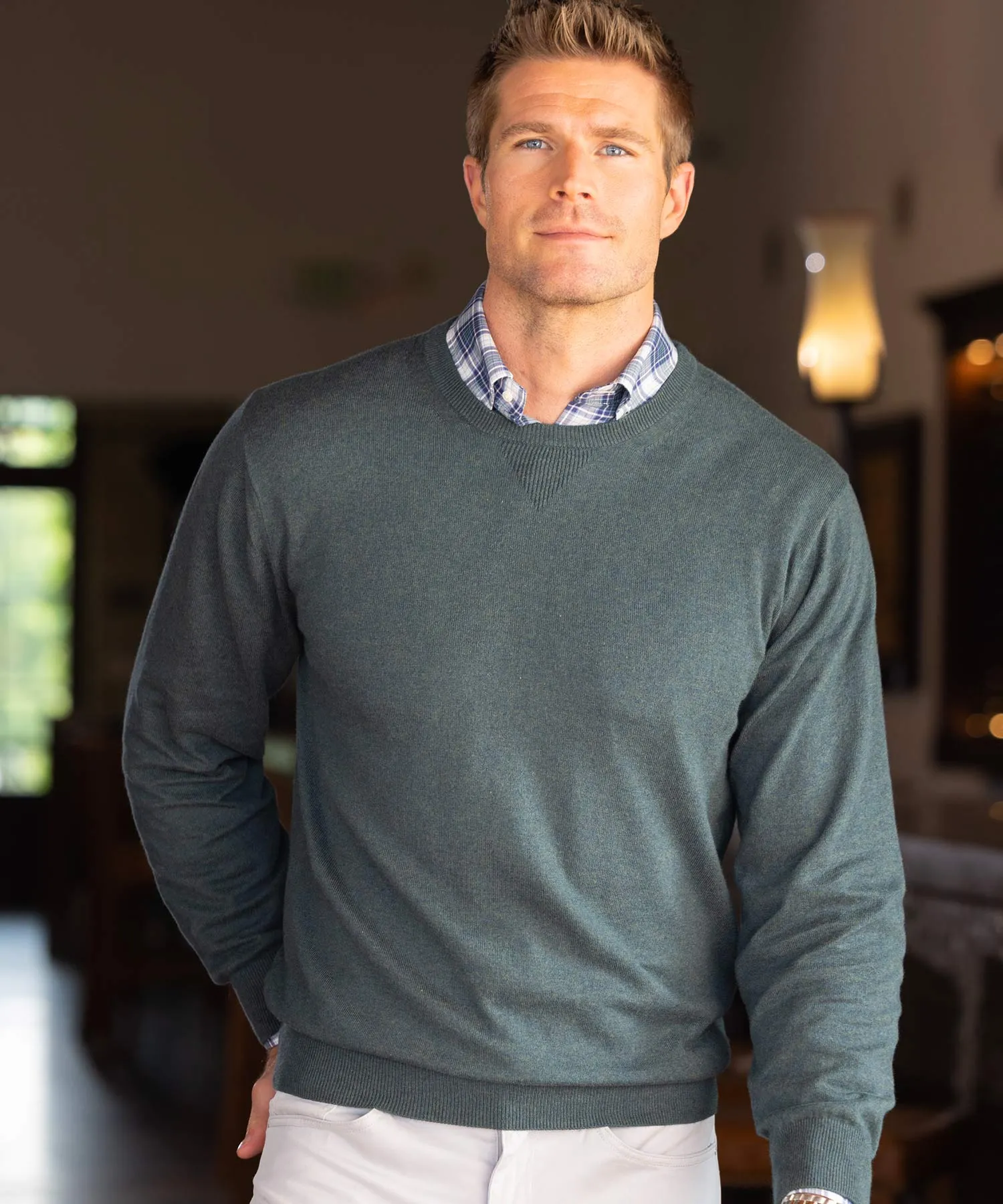 Westport Lifestyle Cotton-Cashmere Crewneck Pullover