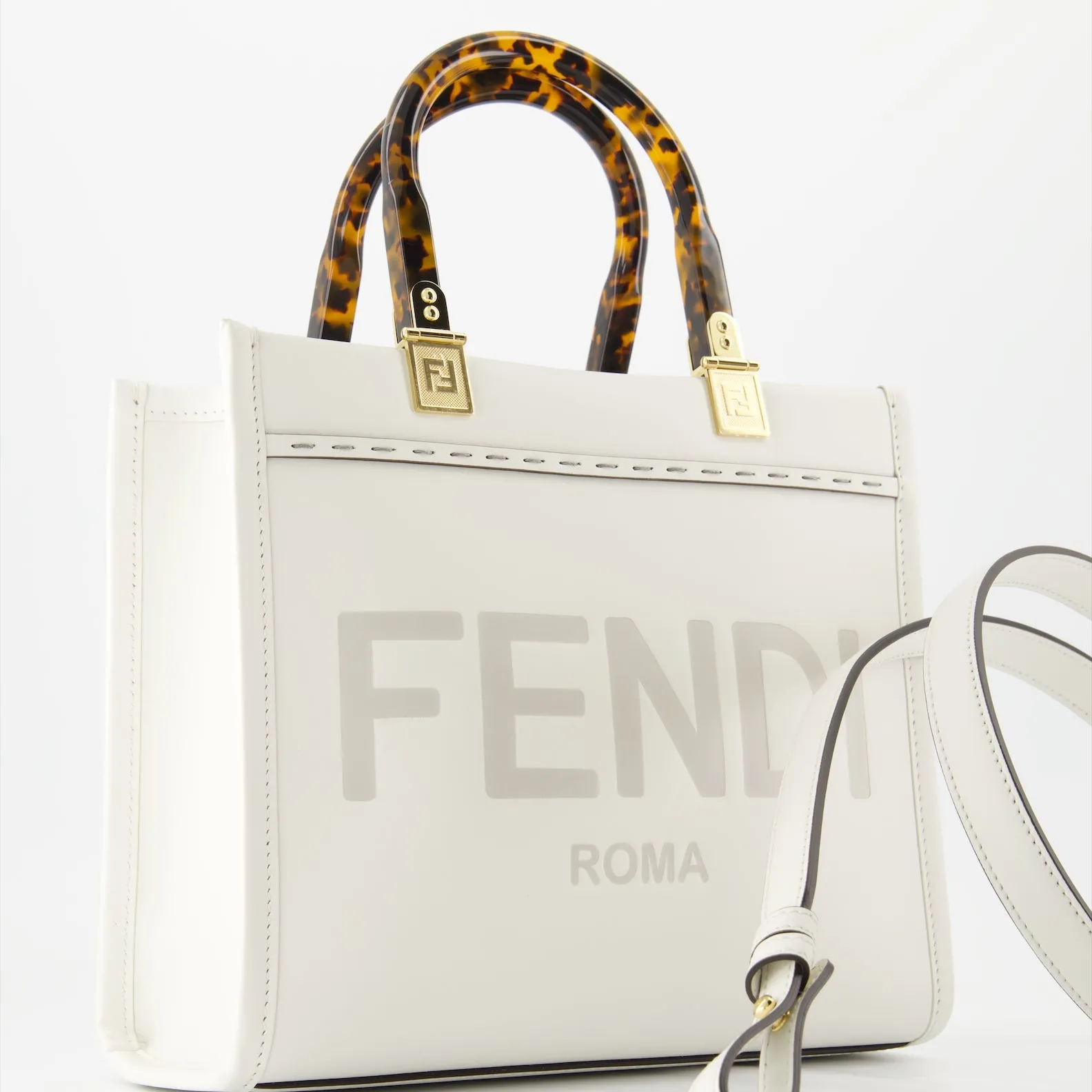 White Leather Tote Sunshine