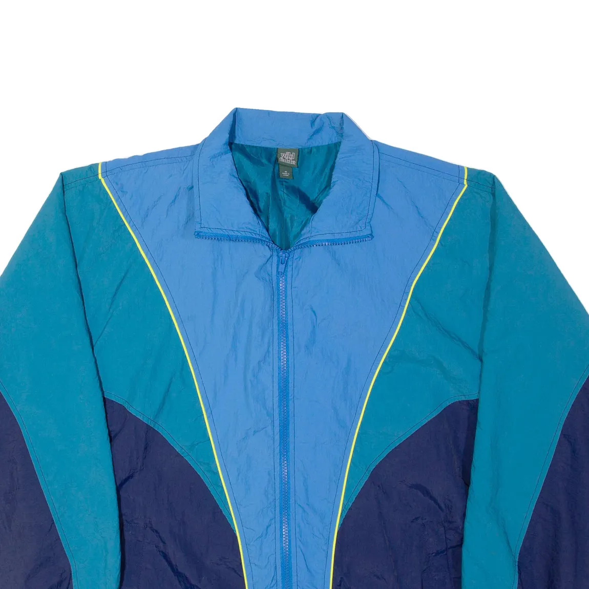 WILD FABLE Mens Shell Jacket Blue Nylon 90s Colourblock M