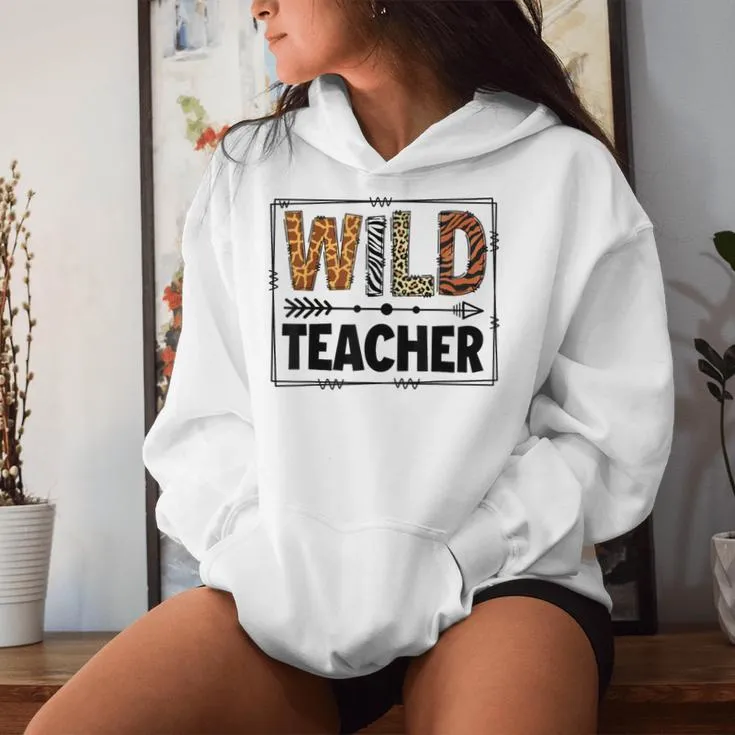 Wild One Teacher Two Wild Zoo Animal Theme Birthday Matching Women Hoodie