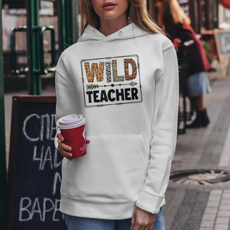 Wild One Teacher Two Wild Zoo Animal Theme Birthday Matching Women Hoodie