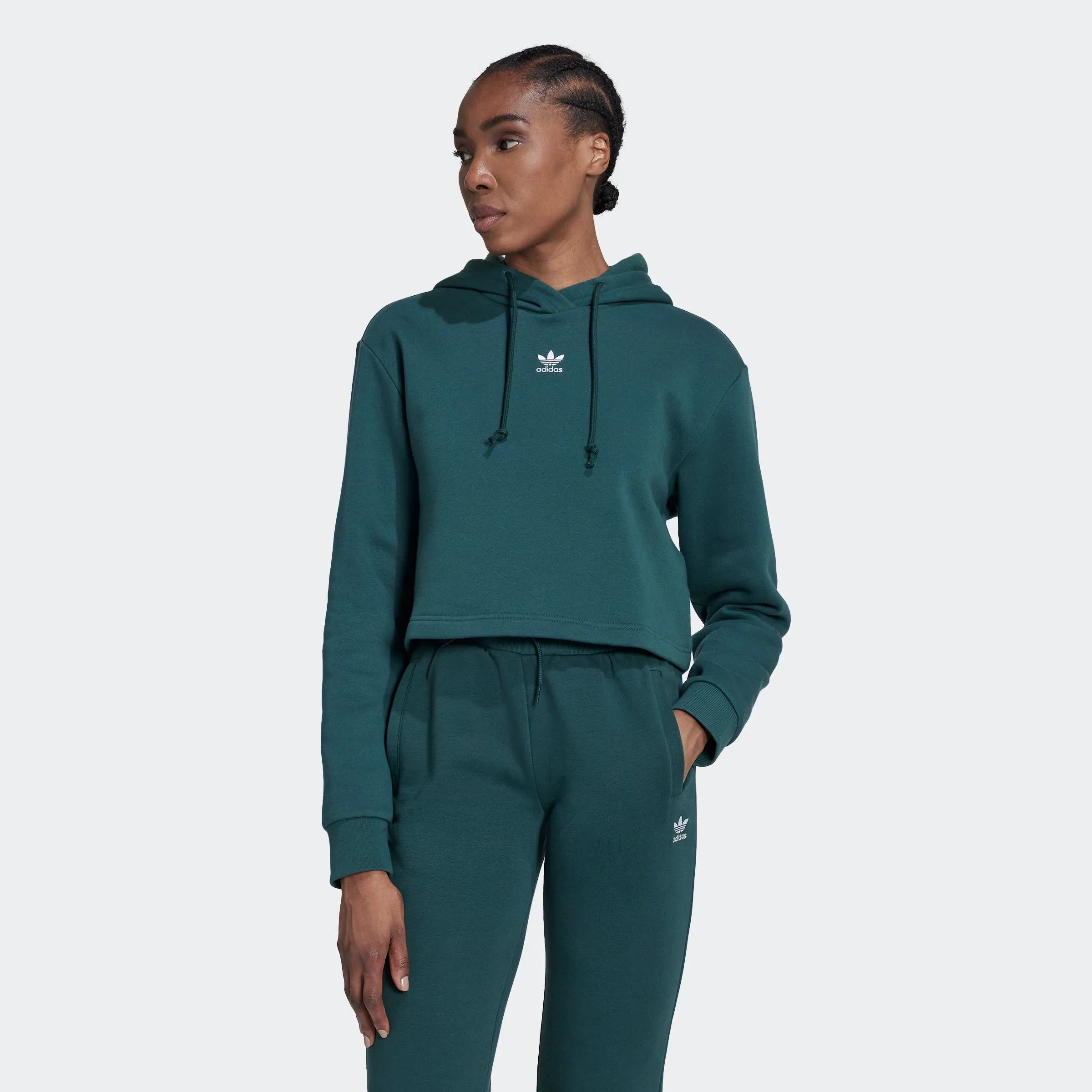 Women's adidas Originals Adicolor Essentials Crop Fleece Hoodie Green