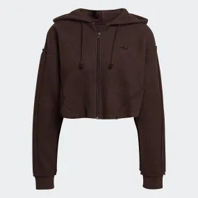 Women's adidas Originals Cropped Loungewear Hoodie Dark Brown