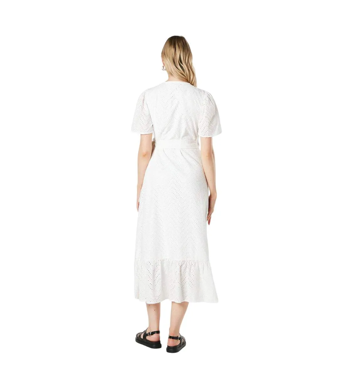 Womens/ladies broderie wrap dress ivory Principles