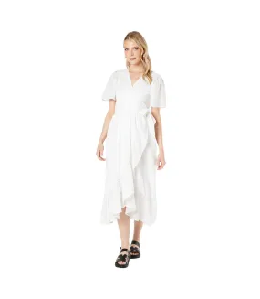 Womens/ladies broderie wrap dress ivory Principles