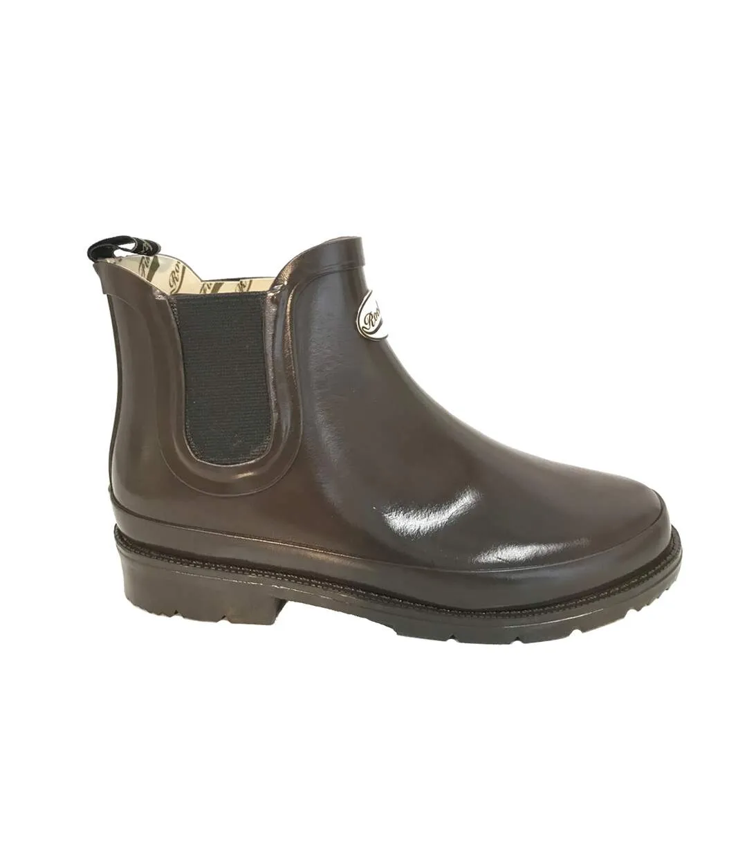 Womens/ladies gloss urban chelsea boot dark chocolate Rockfish