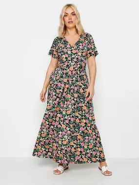 Yours Curve V/E Wrap Dress Black Based Picnic