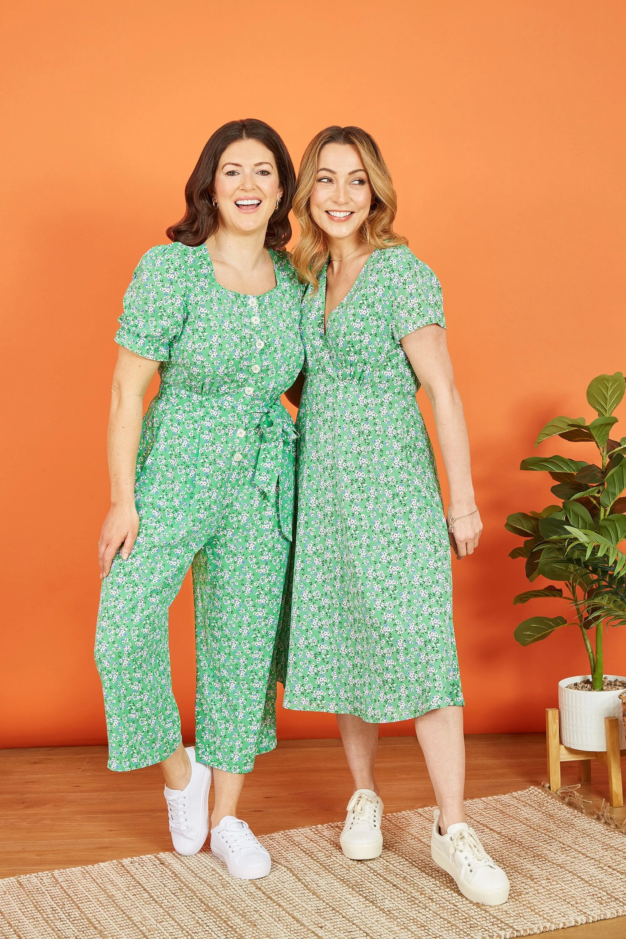 Yumi Green Ditsy Skater Wrap Dress