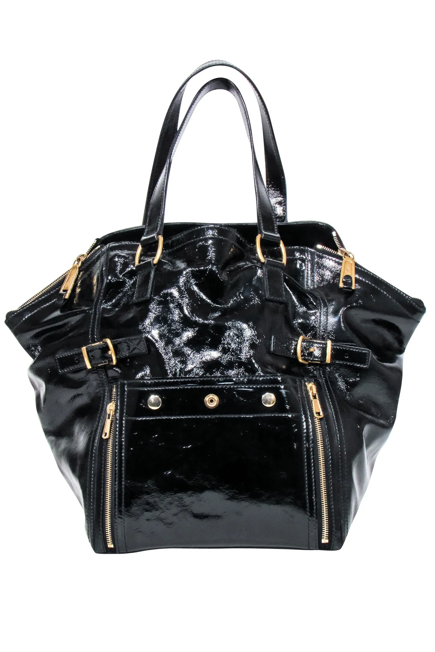 Yves Saint Laurent - Black Patent Leather Downtown Tote