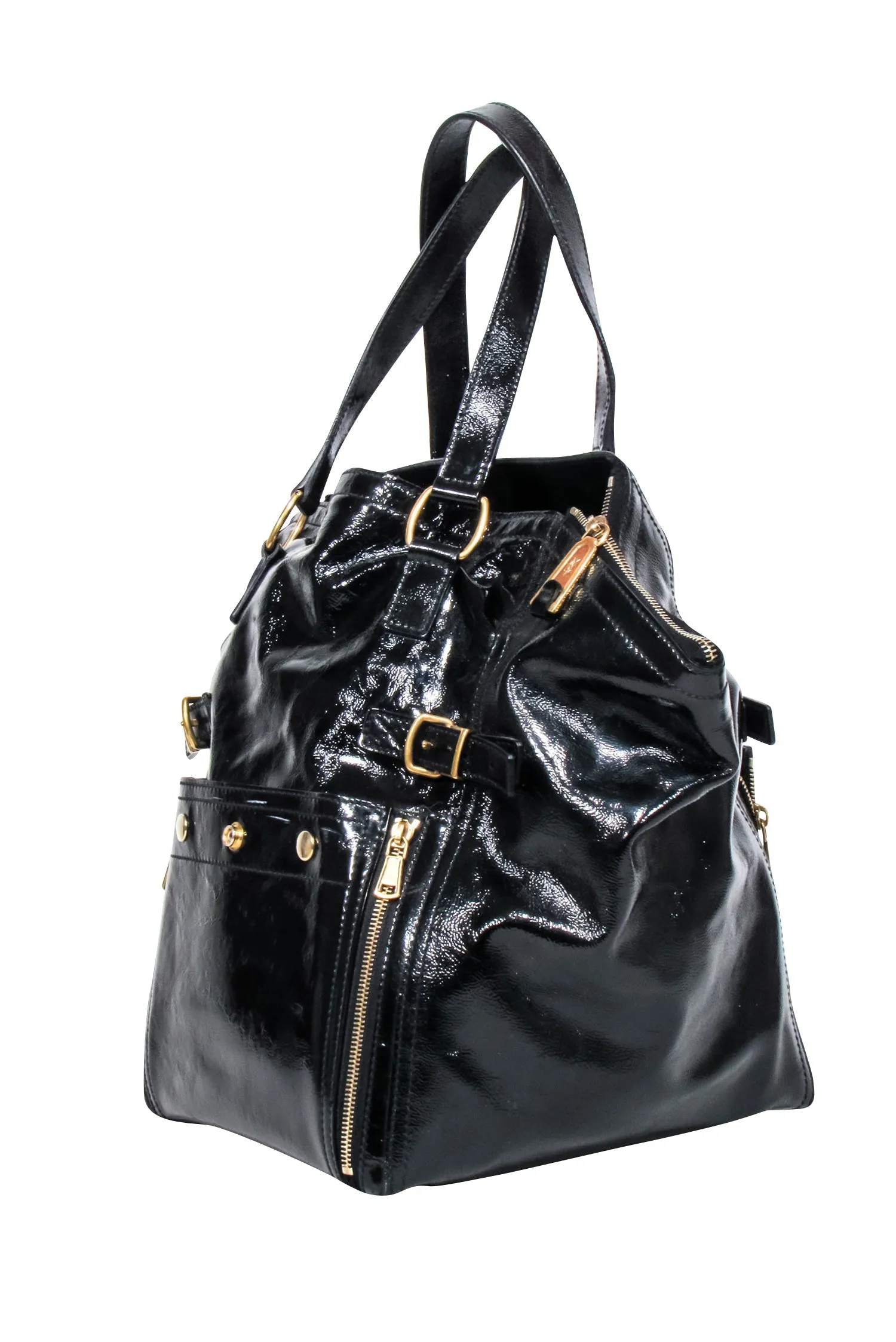 Yves Saint Laurent - Black Patent Leather Downtown Tote