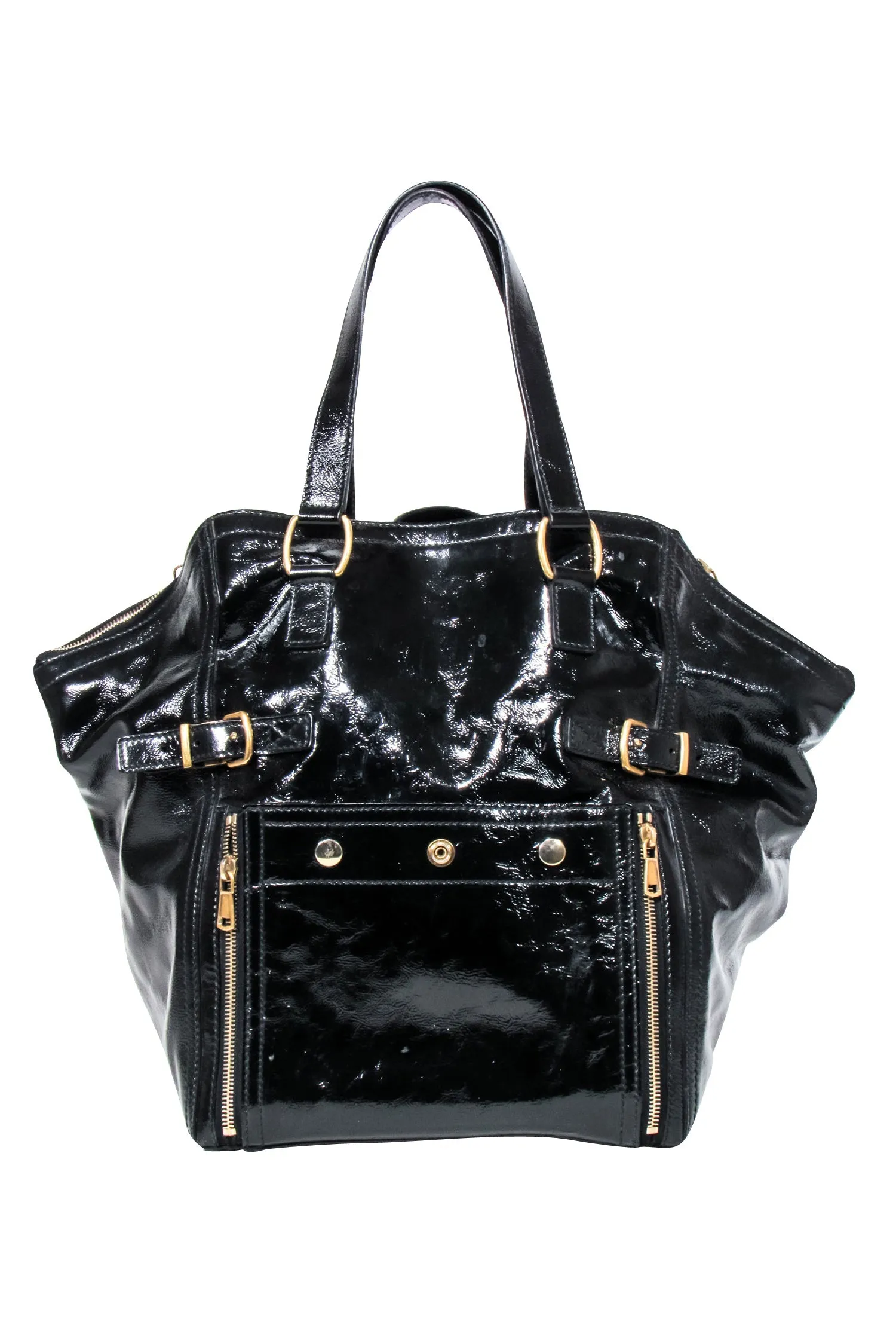 Yves Saint Laurent - Black Patent Leather Downtown Tote